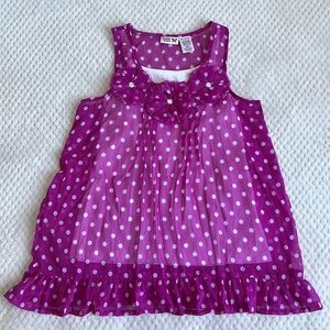 Scooter Brown Sheer Purple Tank Top with White Polka Dots ~ Girls M (10/12)